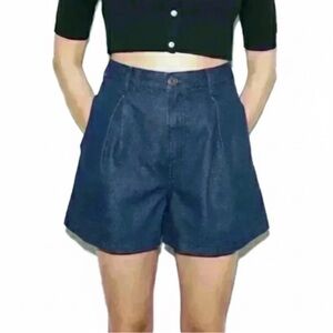 Moussy Women’s Blue Denim Flare High Waisted Shorts Size Medium NWT!